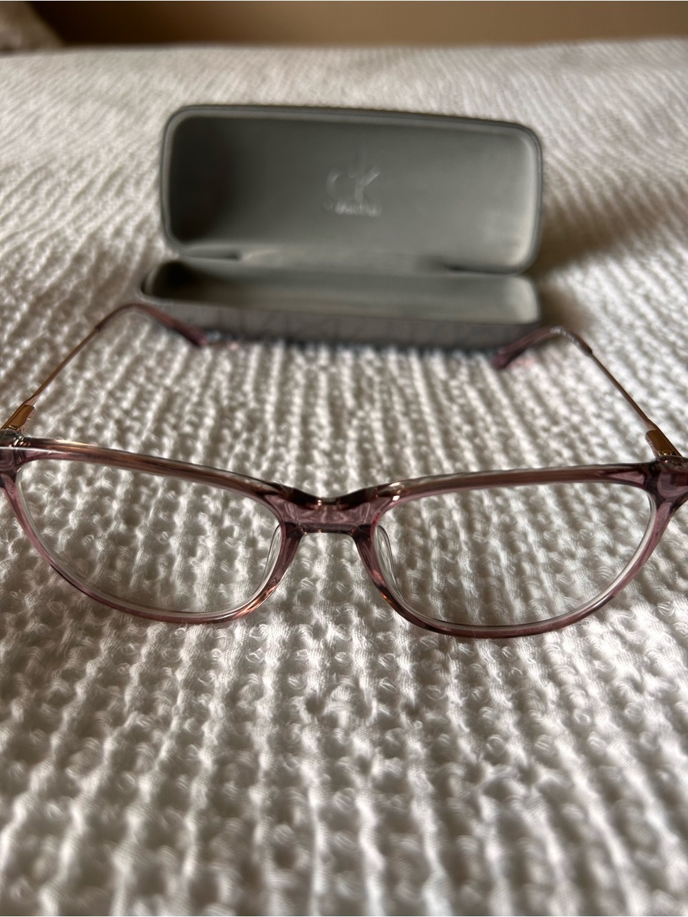 Calvin Klein Translucent Light Pink Cat-Eye Glasses